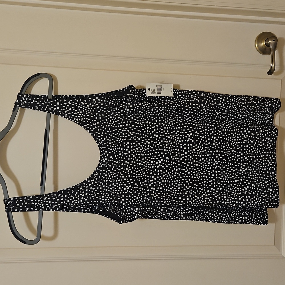 Lane Bryant Tank Top  polka dotted stretch top size 18-20 black white NWT 25$